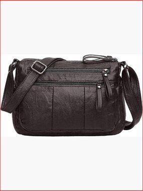 Soft PU Leather Crossbody Bag Lightweight Shoulder Purse with Multiple Pockets